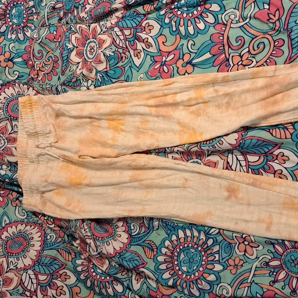 Peach and white sweat pants